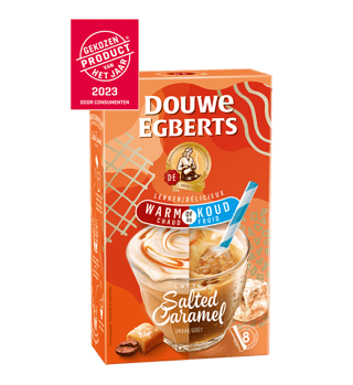 douwe egberts oploskoffie latte salted caramel zijkant