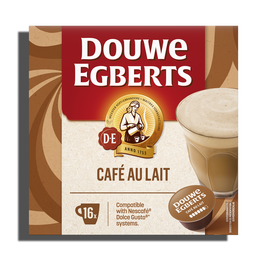 de koffiecups dolce gusto cafe au lait front