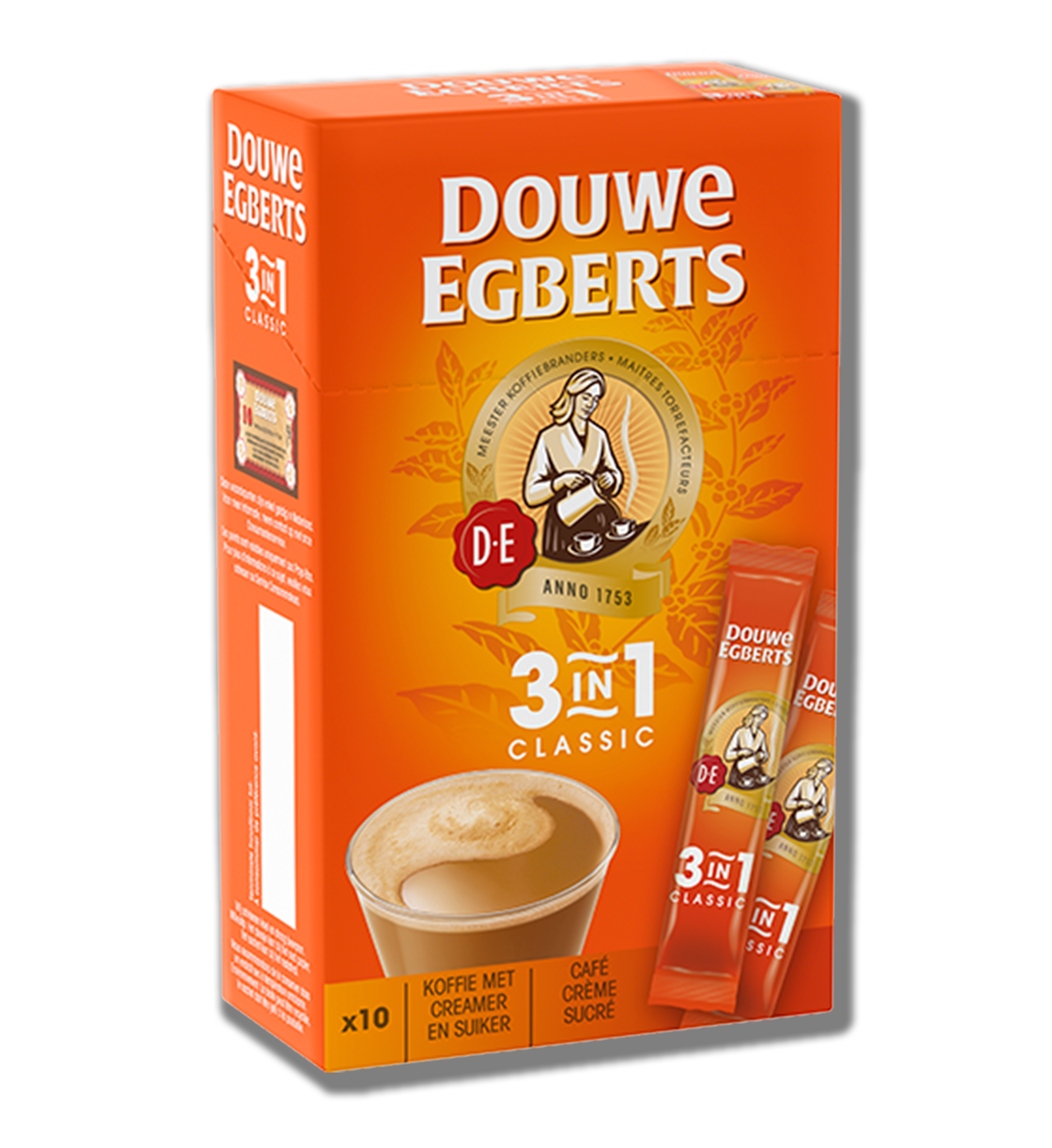 douwe egberts oploskoffie 3 in 1 sticks zijkant