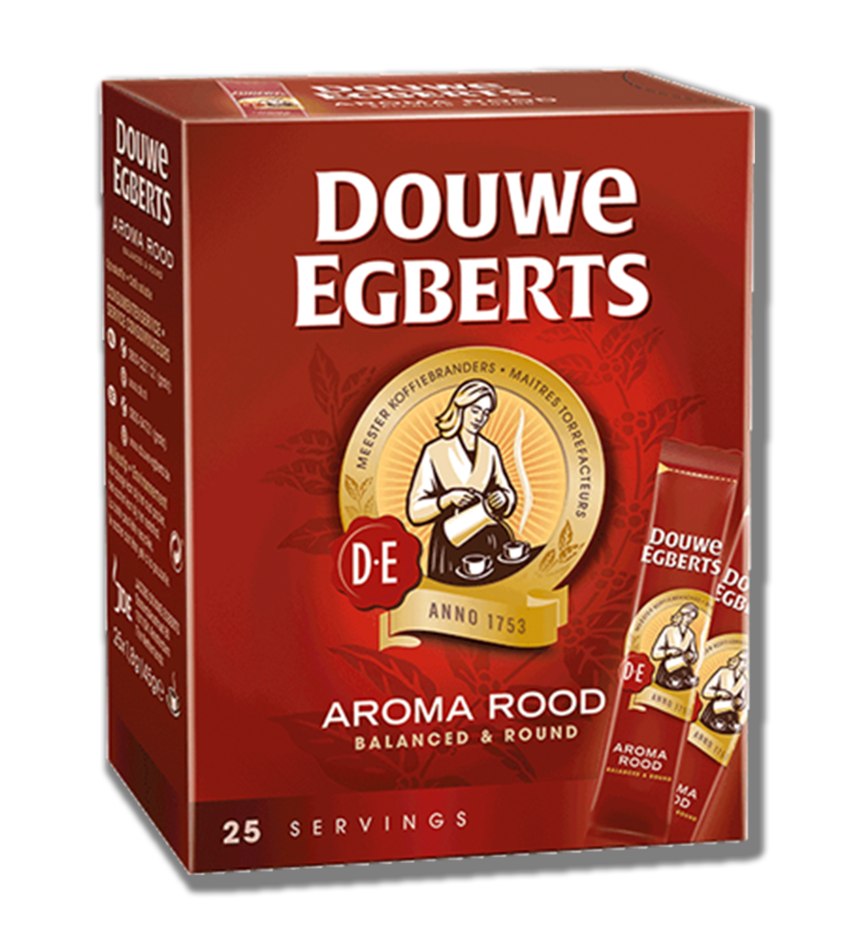 douwe egberts oploskoffie aroma rood sticks zijkant