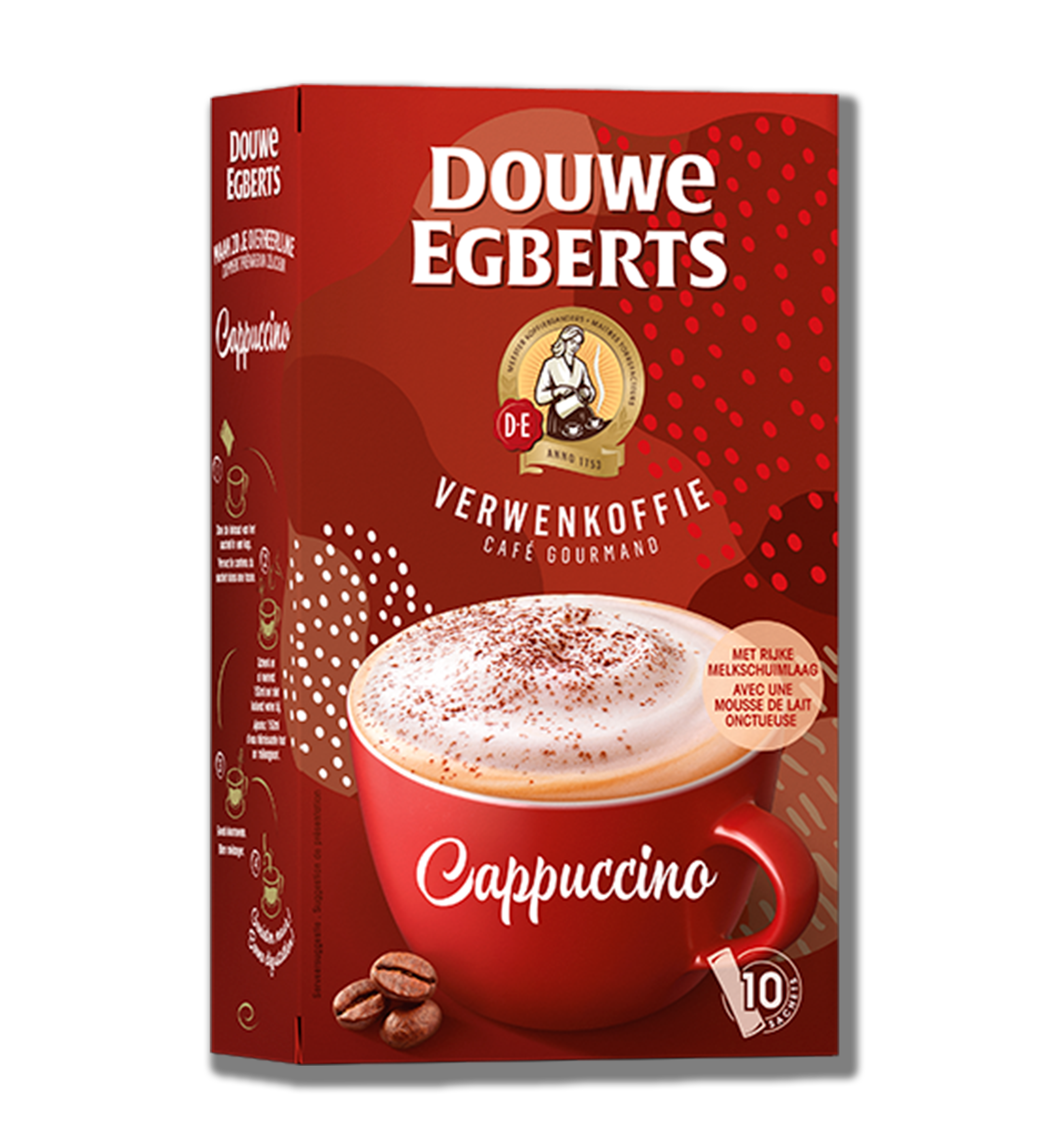 douwe egberts oploskoffie cappuccino zijkant