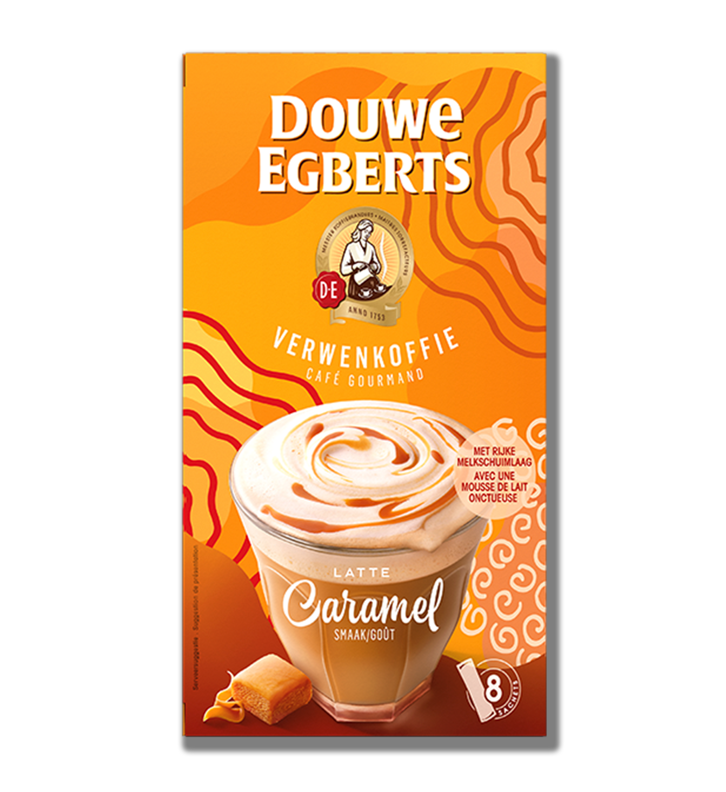 de oploskoffie latte caramel front r